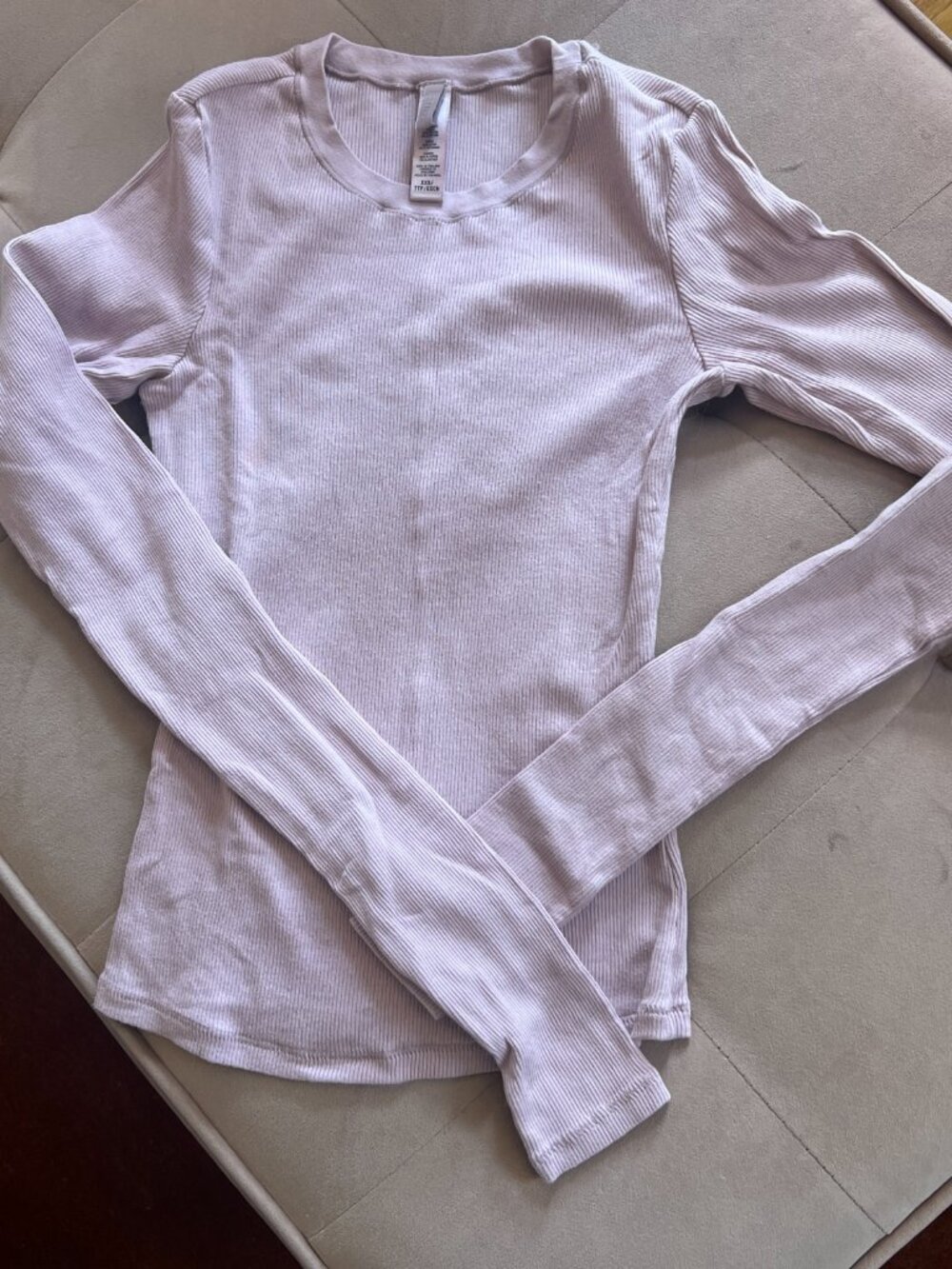 Skims cotton rib long sleeve shirt dusk xxs - Picture 2 of 4